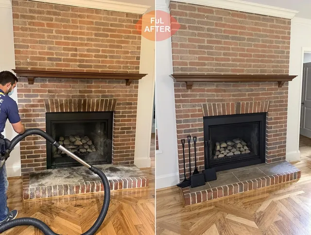 Bay Village Chimney Sweep carefully sanitizing a fireplace in Bay Village, OH