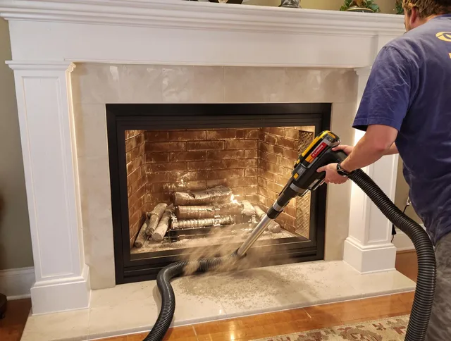 Fireplace cleaning performed by Bay Village Chimney Sweep in Bay Village, OH